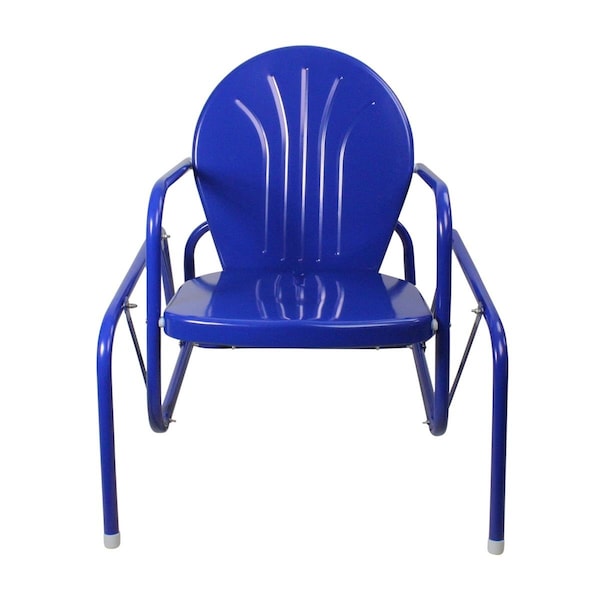 Heat Wave 32 in. Outdoor Retro Metal Tulip Single Glider Chair, Blue HE2097535 - main